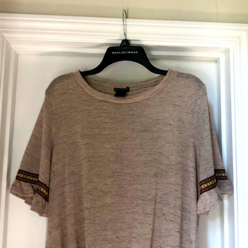 Cute tan top ruffle sleeves
